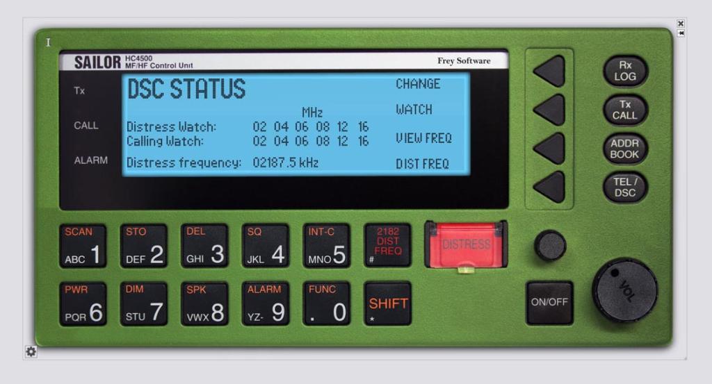 HC4500 — Bedienfeld der simulierten Grenz-/Kurzwellenanlage